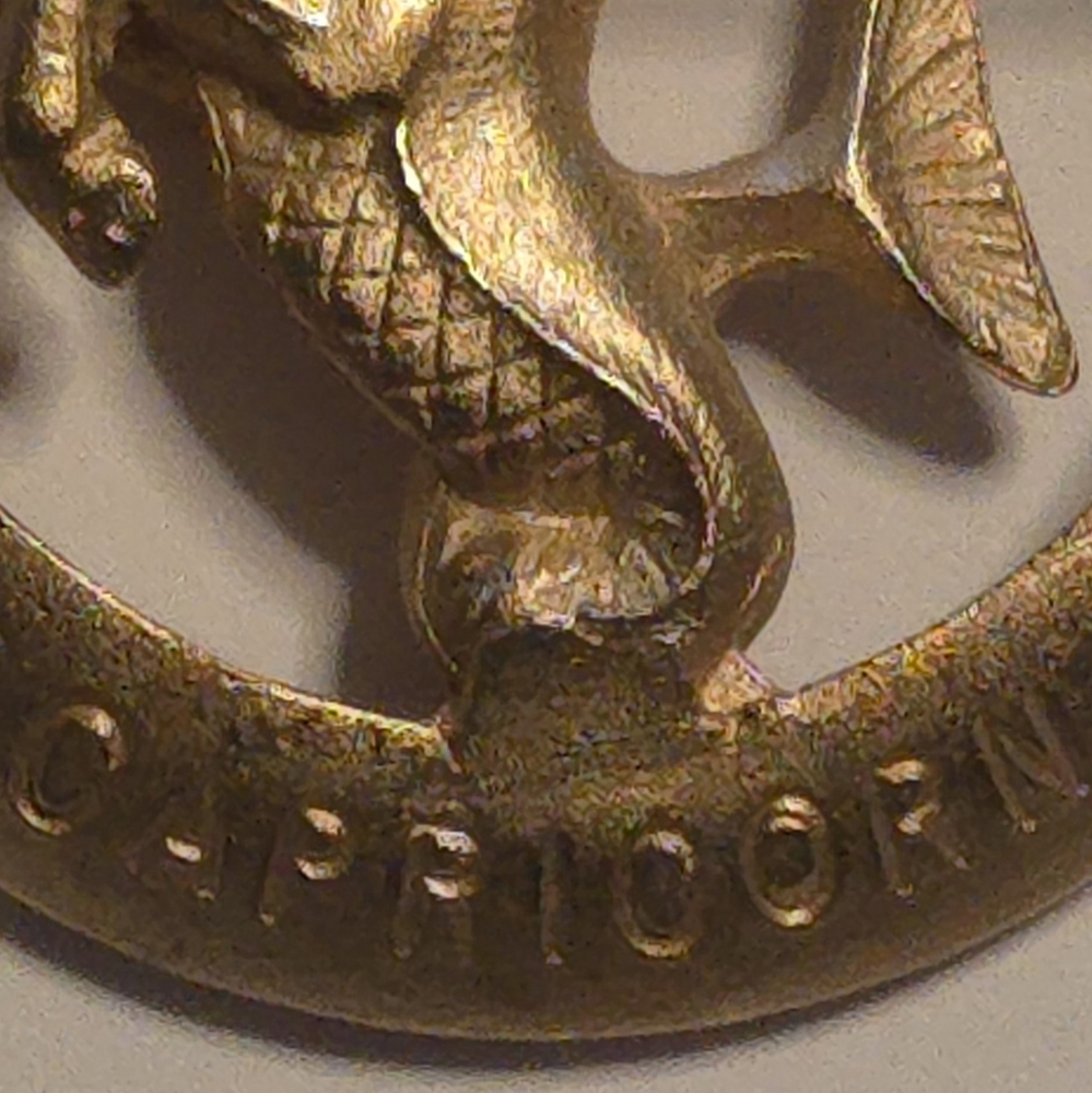 Vintage Trifari Capricorn Brooch Astrology Zodiac Pin 1.5" Gold Tone (S1) - Picture 8 of 9